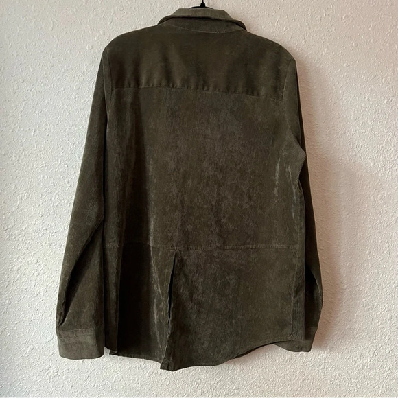 Skies are Blue Corduroy Button Up Shirt Jacket Olive Green Size Medium - Picture 9 of 9